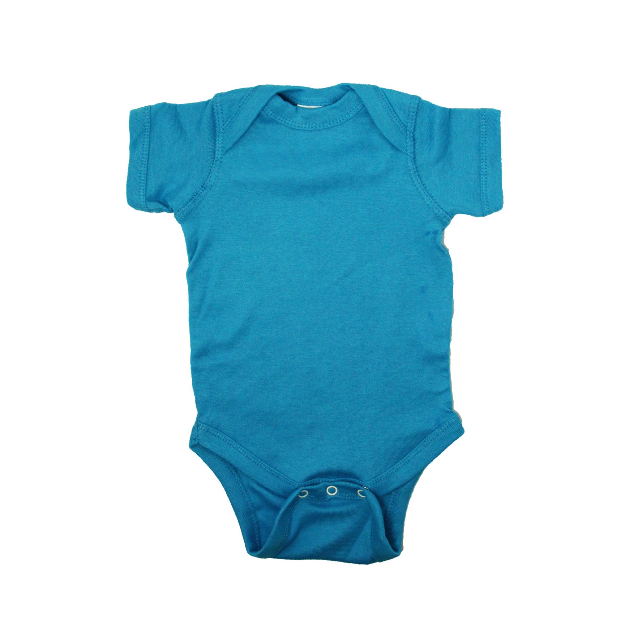 Colorful Short Sleeve Cotton Bodysuits (Color: Turquoise, Size: 18 Months)