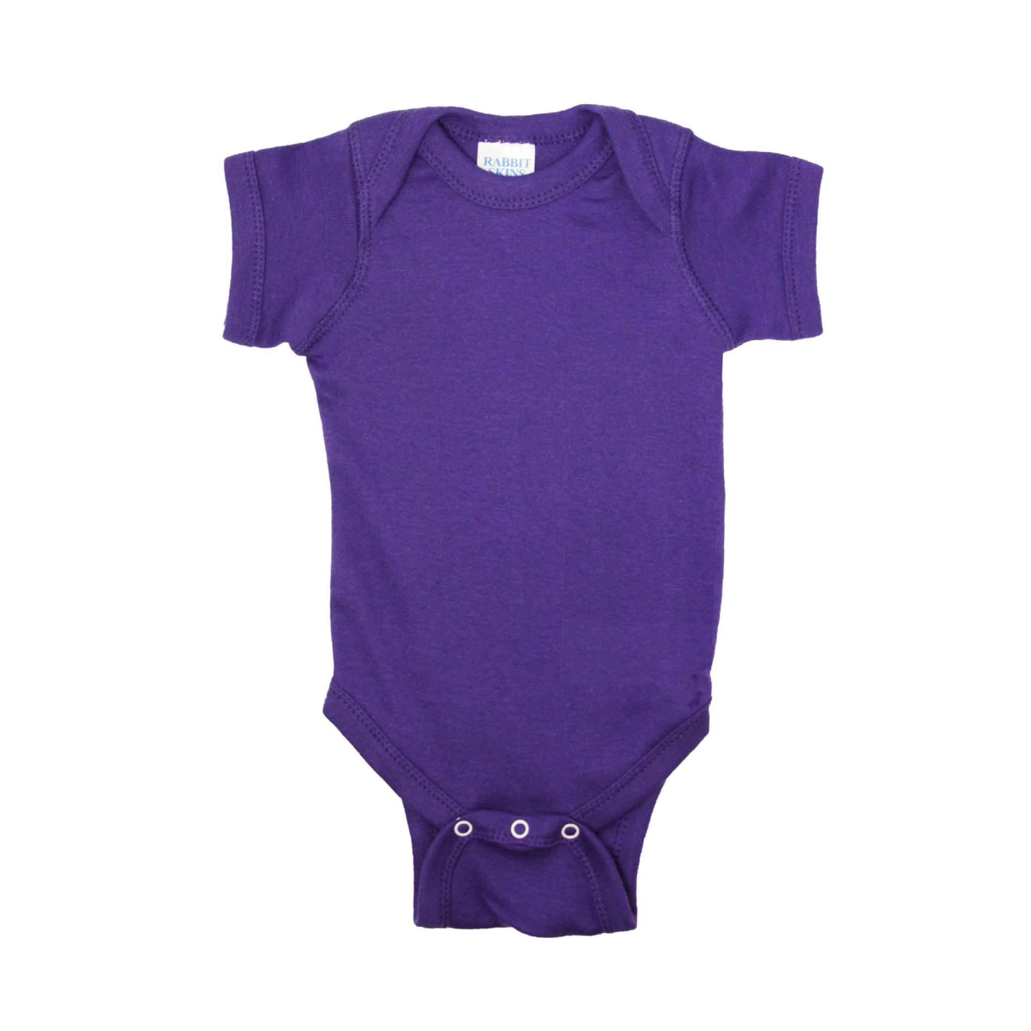 Colorful Short Sleeve Cotton Bodysuits (Color: Purple, Size: Newborn)