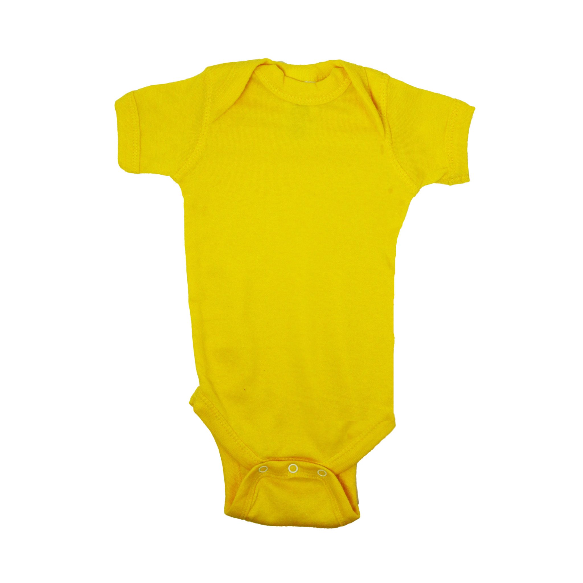 Colorful Short Sleeve Cotton Bodysuits (Color: Yellow, Size: 18 Months)