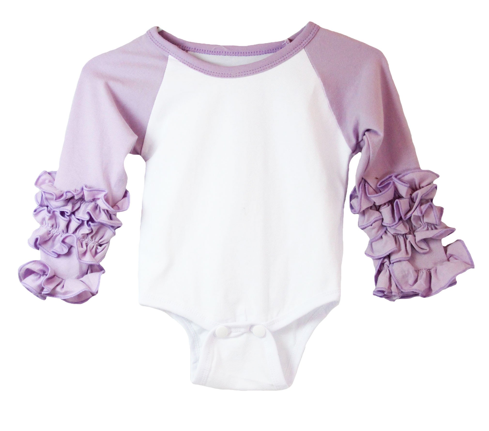 Ruffle Cuff Raglan Bodysuit (Color: Lavender, Size: 0-3 Months)