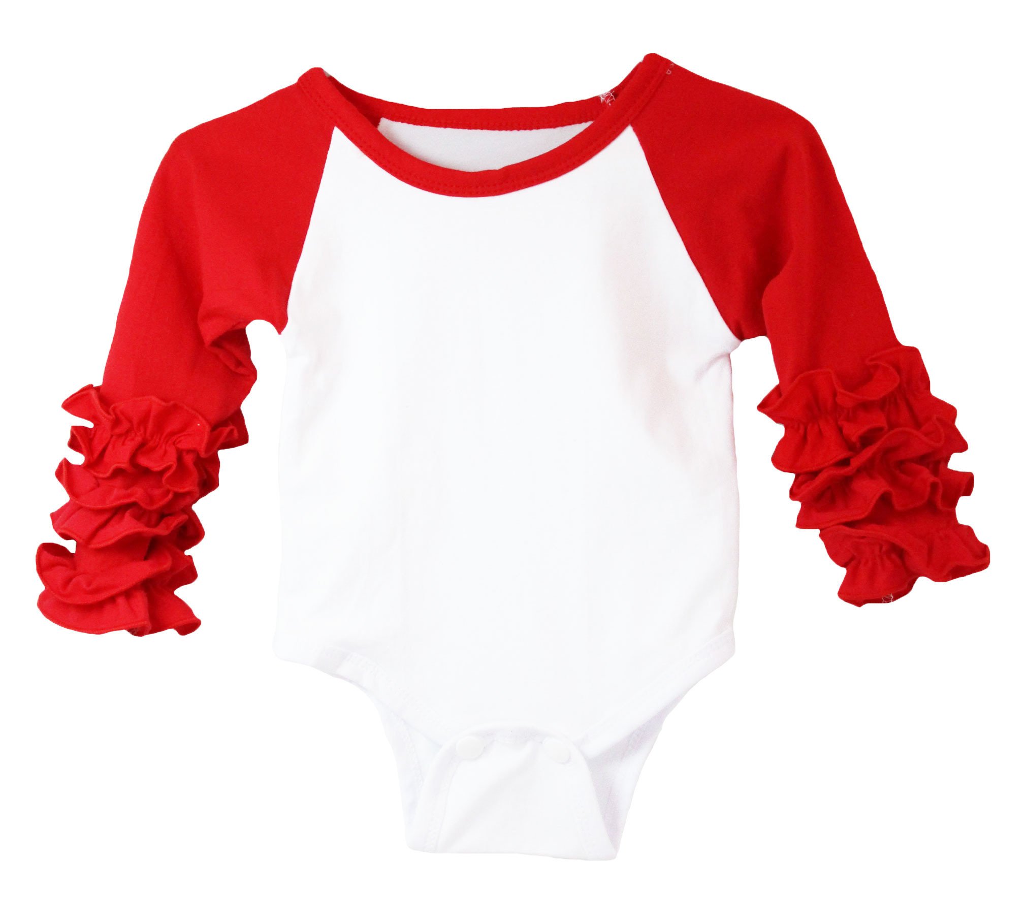 Ruffle Cuff Raglan Bodysuit (Color: Red, Size: 0-3 Months)