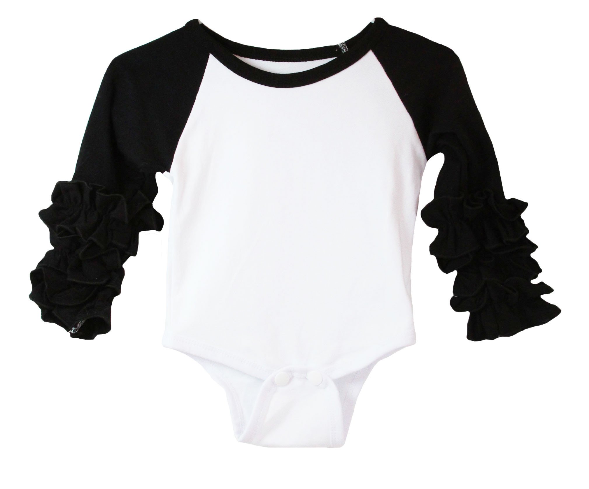 Ruffle Cuff Raglan Bodysuit (Color: Black, Size: 0-3 Months)