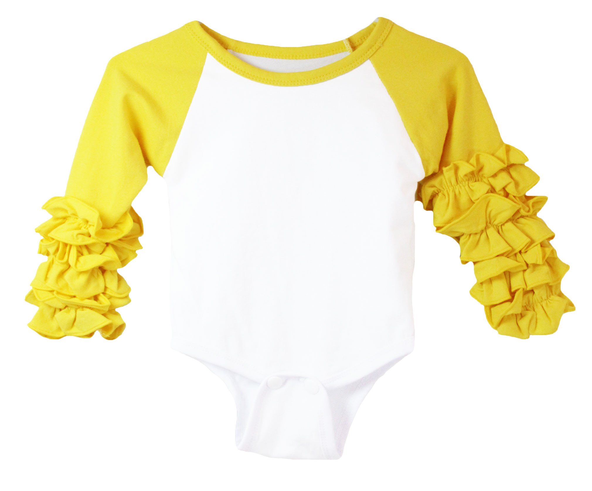 Ruffle Cuff Raglan Bodysuit (Color: Yellow, Size: 0-3 Months)