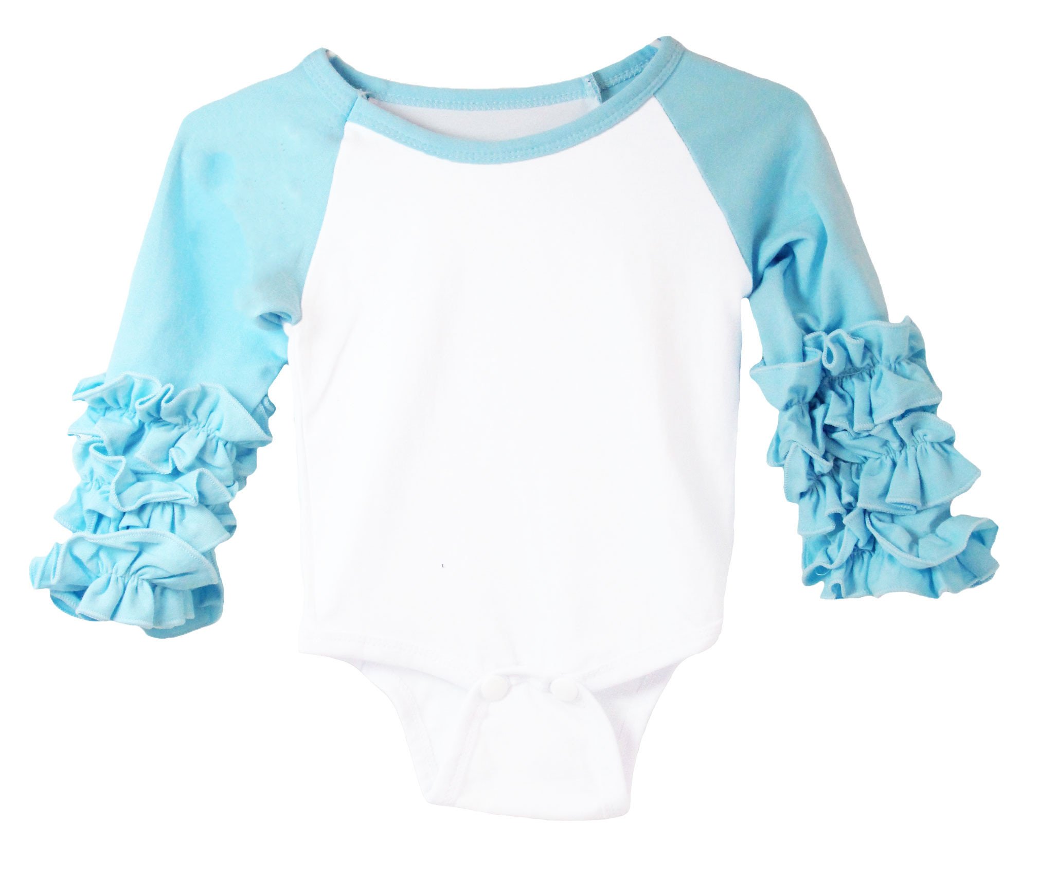 Ruffle Cuff Raglan Bodysuit (Color: Light Blue, Size: 0-3 Months)