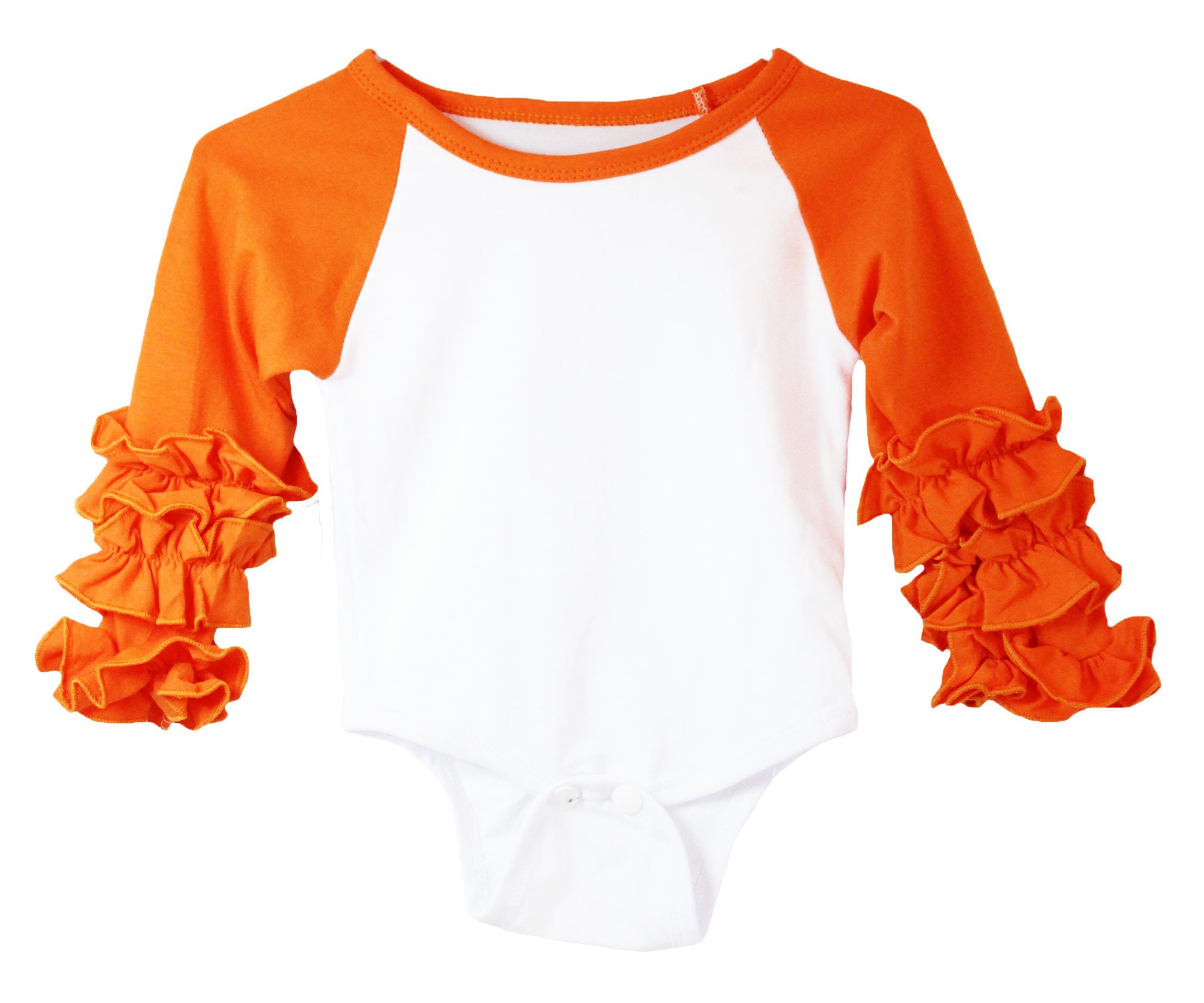 Ruffle Cuff Raglan Bodysuit (Color: Orange, Size: 0-3 Months)