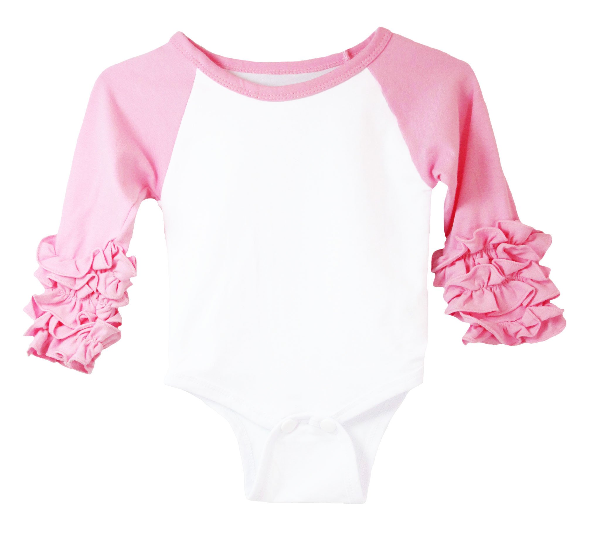 Ruffle Cuff Raglan Bodysuit (Color: Pink, Size: 0-3 Months)