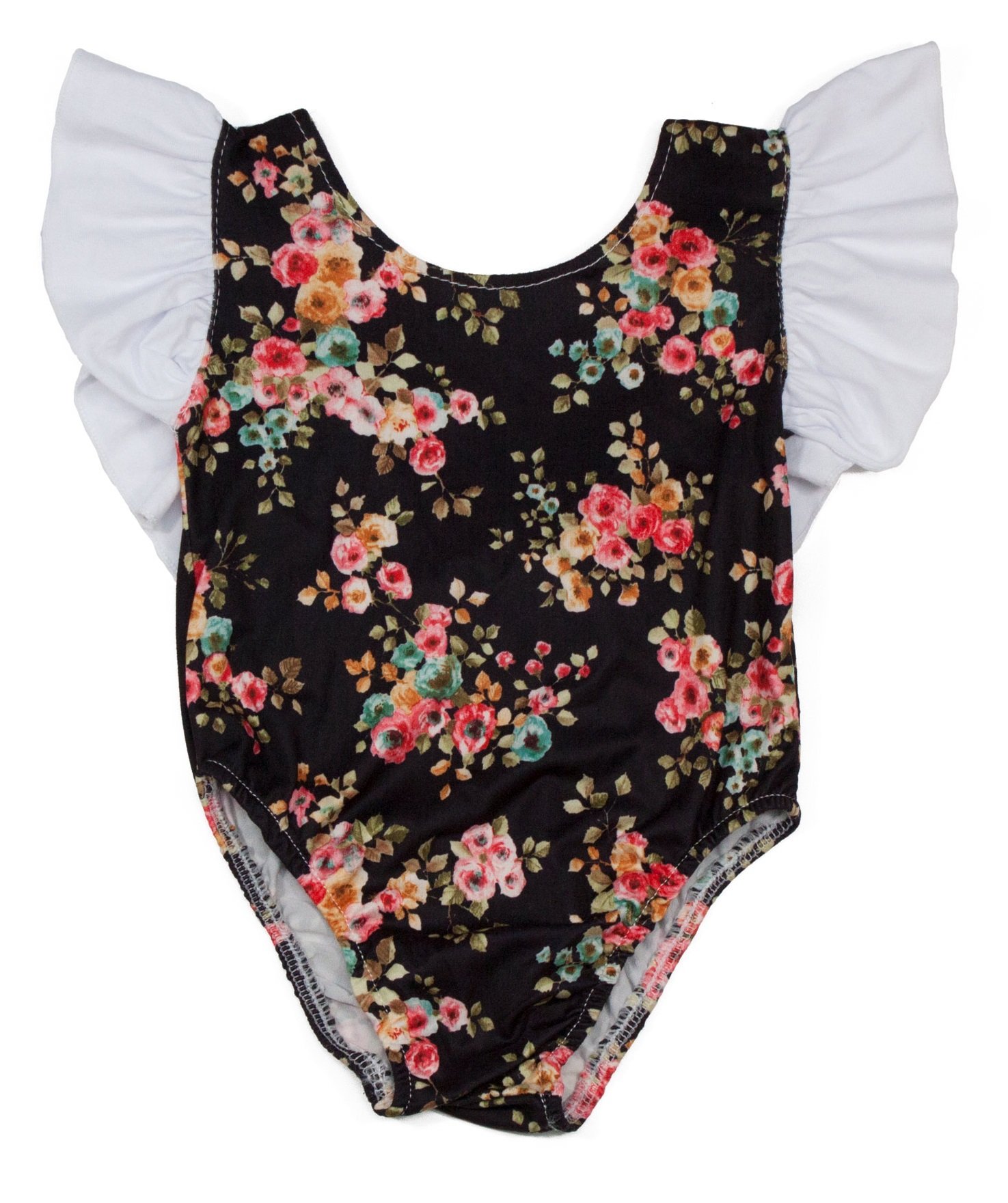 Floral Pattern Girls Bodysuits (Color: Black/White/Tan, Size: 0-3 Months)