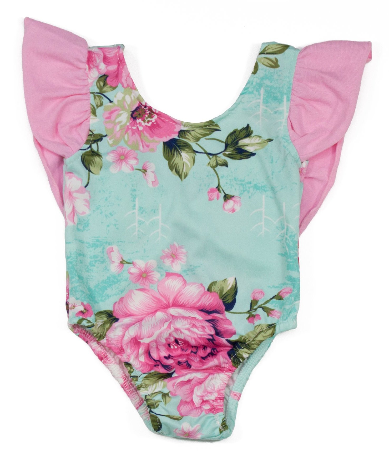 Floral Pattern Girls Bodysuits (Color: Mint/Pink, Size: 0-3 Months)