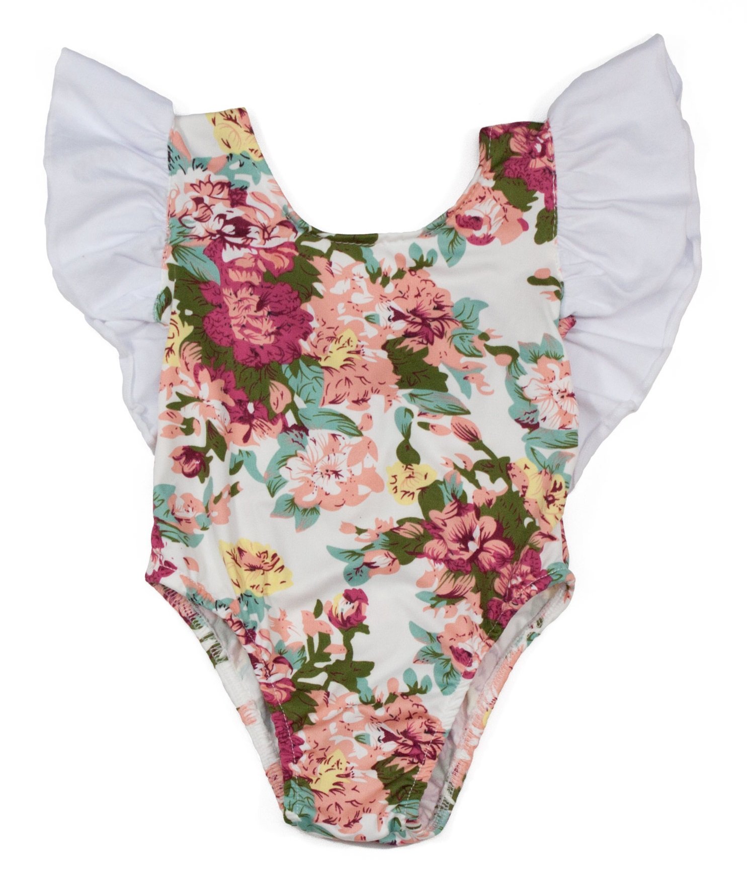 Floral Pattern Girls Bodysuits (Color: Ivory/White/Peach, Size: 0-3 Months)