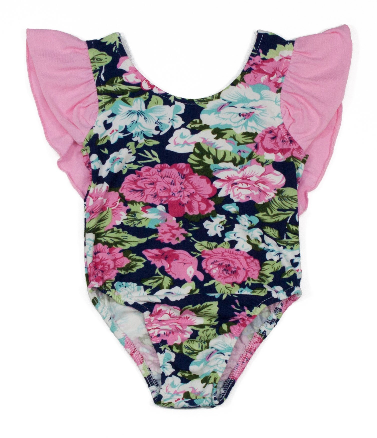 Floral Pattern Girls Bodysuits (Color: Navy/Aqua/Pink, Size: 0-3 Months)