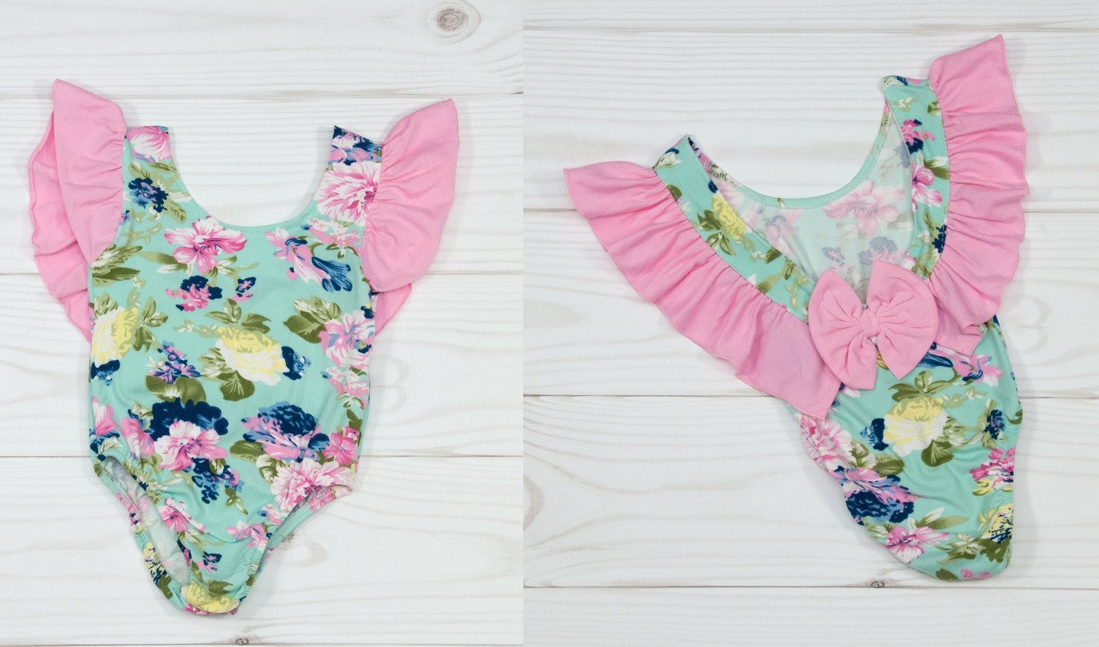 Floral Pattern Girls Bodysuits (Color: Mint/Pink/Navy, Size: 18-24 Months)