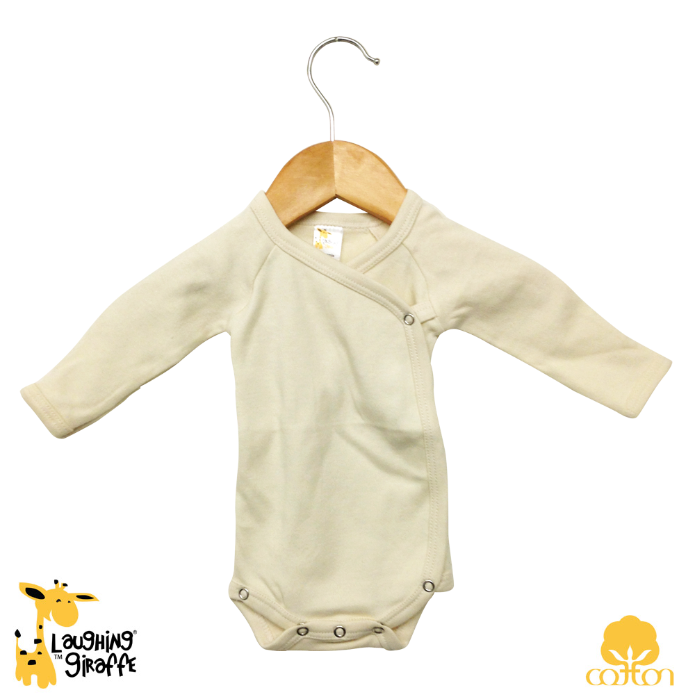 L/S Kimono Onezie w/ convertible Mittens (Color: Natural, Size: Preemie)