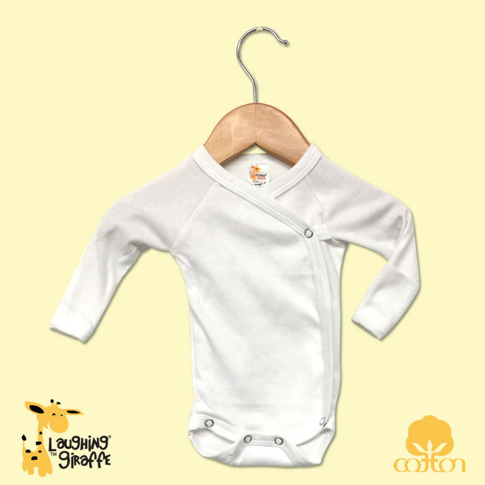 L/S Kimono Onezie w/ convertible Mittens (Color: White, Size: Preemie)