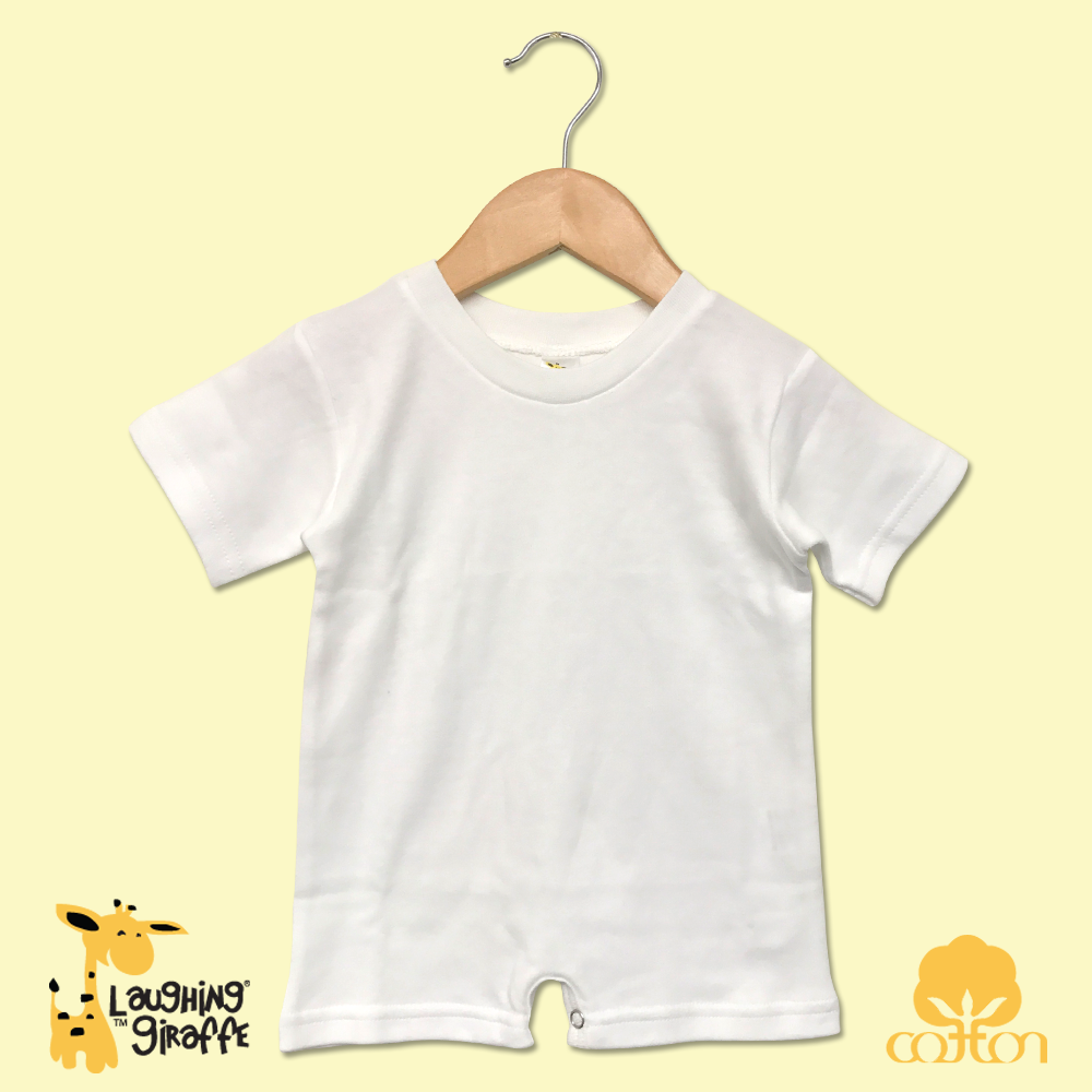 S/S Romper with snap closure (Color: White, Size: 0-3M)