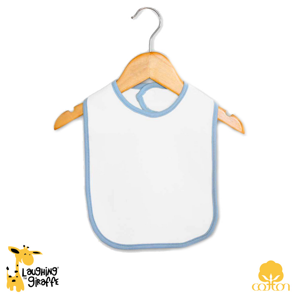 2 Ply Ringer Baby Bib with VelCro (Color: With with Pastel Blue)