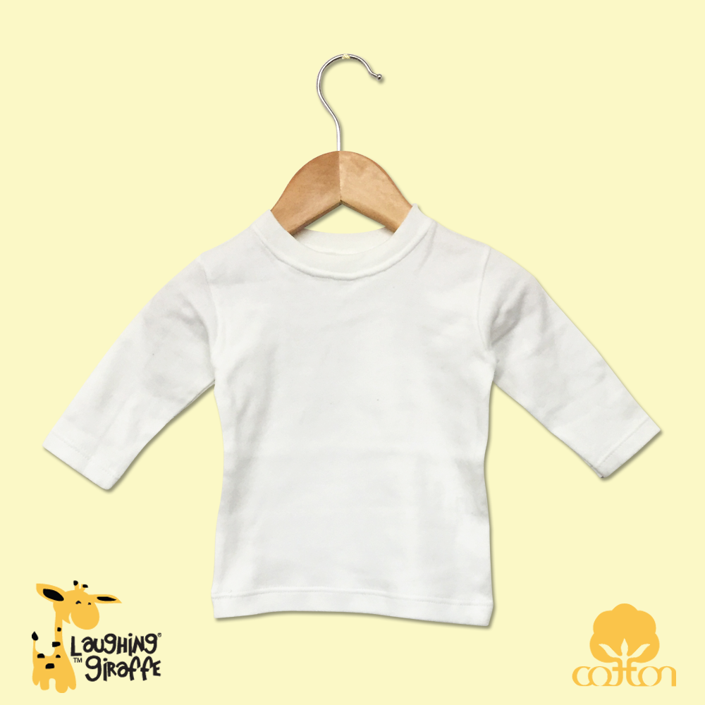 L/S Crew Neck Tee (Color: White, Size: 0-3M)