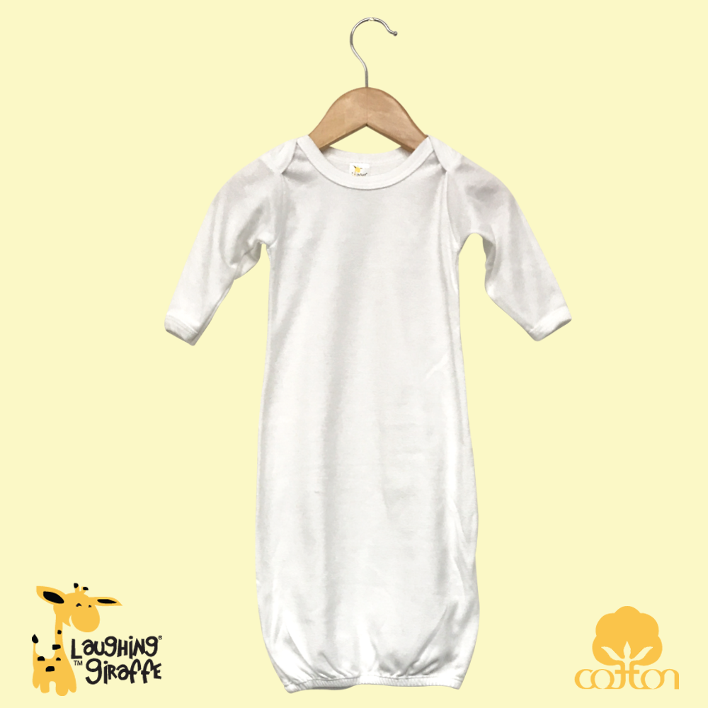 L/S Lap Shoulder Gown (Color: White, Size: 0-3M)