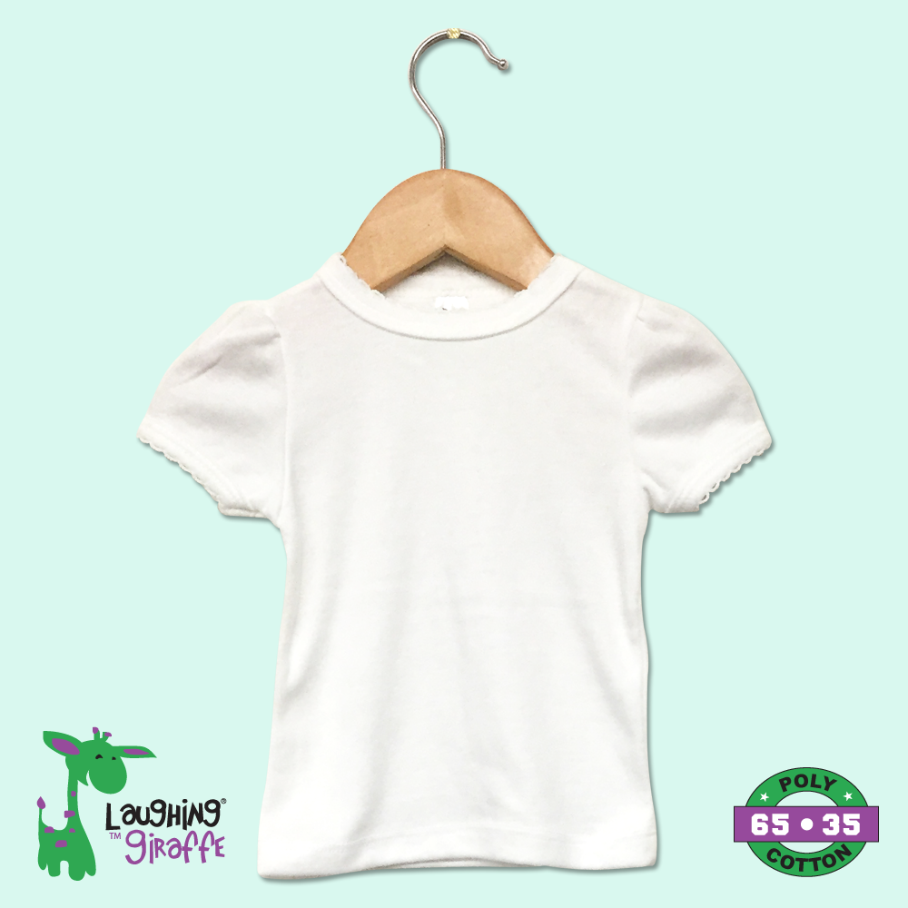 Cap Sleeve Scallop Trim Tee (Color: White, Size: 0-3M)