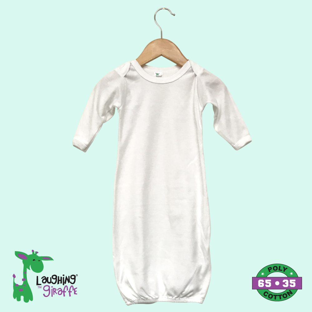 L/S Lap Shoulder Gown (Color: White, Size: 3-6M)